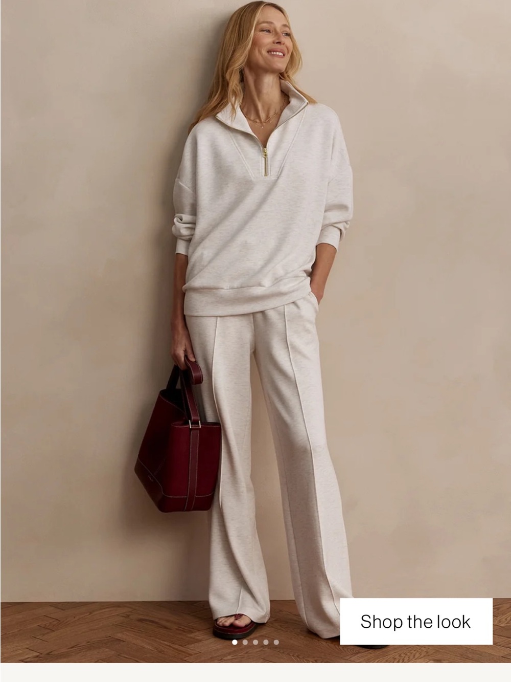 Varley wide leg pants 28” ivory marl new